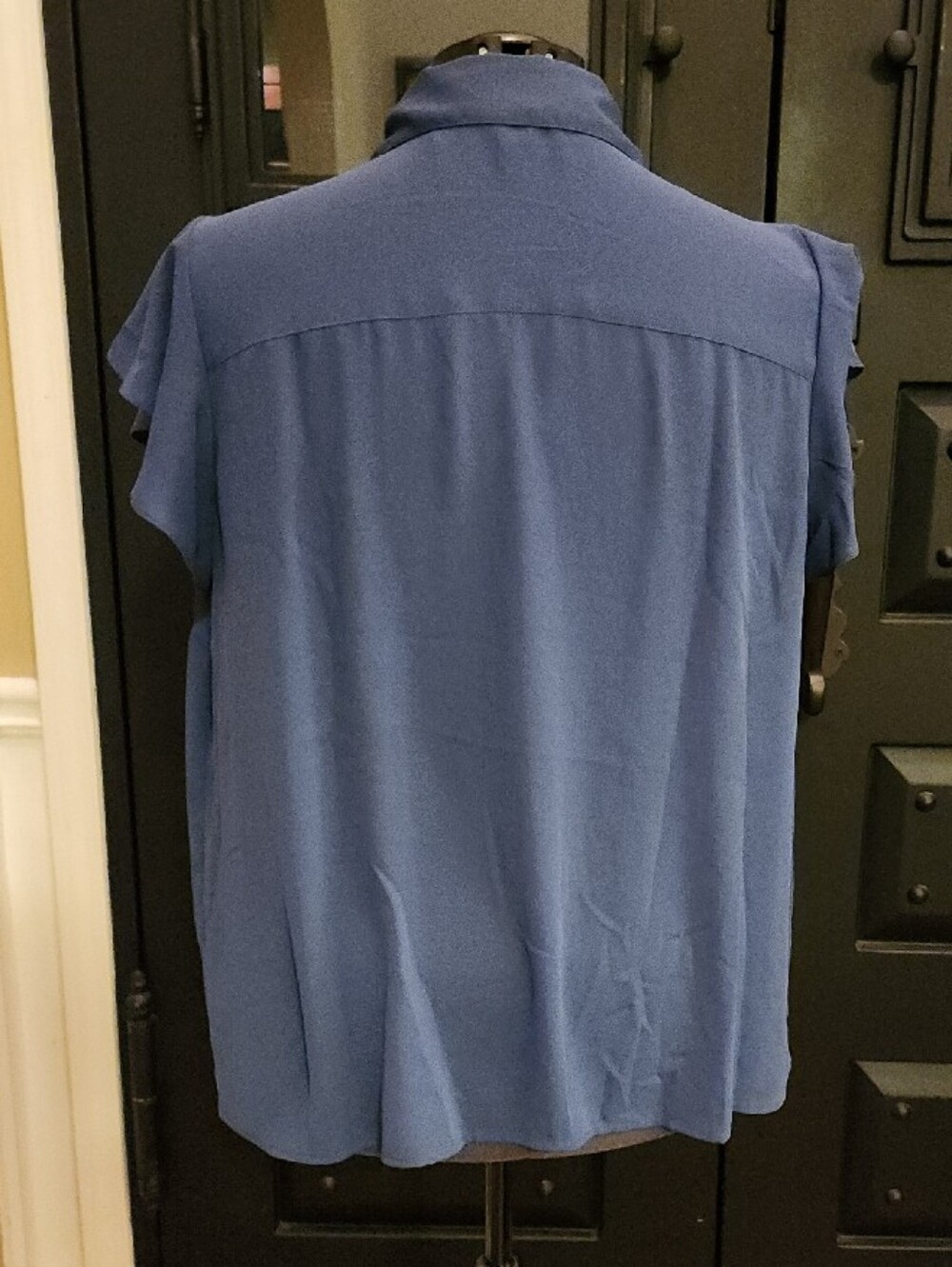 Calvin Klein Blue Ruffle Front Blouse - Picture 3 of 7